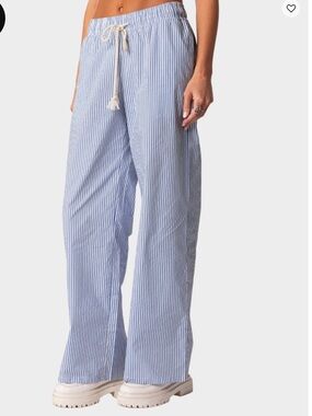 Edikted Blue & White Pinstripe Drawstring Pants size XS